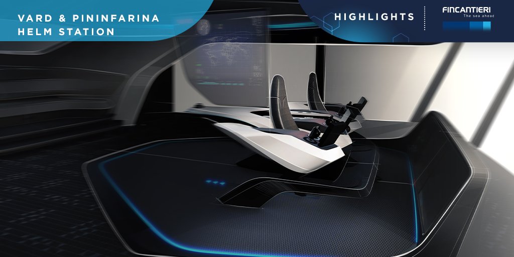 Fincantieri's tweet photo. Here is one of our many achievements of 2021: #VardElectro and @PininfarinaSpA presented a new #HelmStation based on Vard Electro SeaQ Integrated Bridge System characterized by aerodynamic shapes, combining a technical soul with the #comfort of a lounge.
#Highlights21 https://t.co/zSlL8B2wAE
