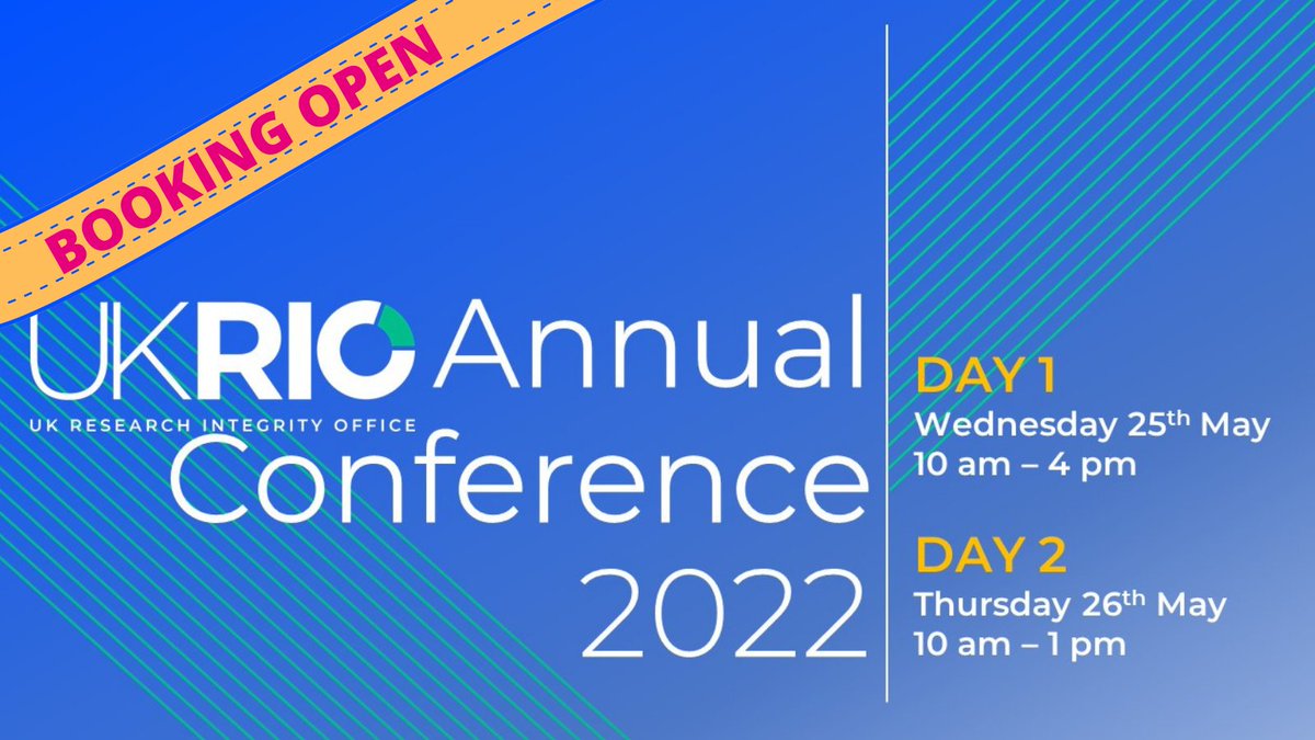 UKRIO's tweet photo. It's that time of year again! #UKRIOConference2022 Book your FREE place. https://t.co/3CjDdPG3oh BOOK TODAY! #goodpractice #Goodresearchpractice #culture #environment #sustainability A great line-up so far: @uksciencechief @MicrobiomDigest @AstridEichhorn @jameswilsdon #phdchat https://t.co/b1Eh156QEZ