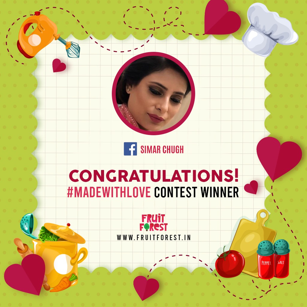 fruitforestind's tweet photo. WE HAVE A WINNER! 
Congratulations to our #MadeWthLove contest winner Simar Chugh. 
Thank you so much everyone for participating! 
Keep loving Fruit Forest!

#fruitforestindia #vegan #veganindia #valentinesdaycontest #winner #congratulations #fruitHampers #contest #fruitforest https://t.co/EPbkqHQ8LT