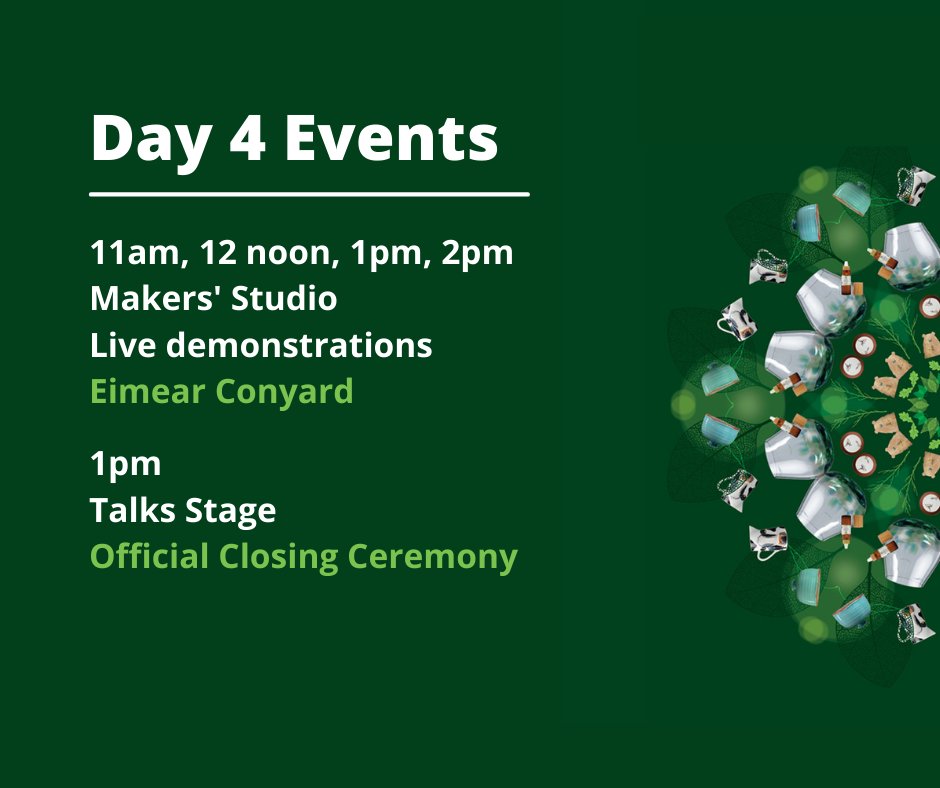 showcaseireland's tweet photo. It's the final day of the #ShowcaseIreland and there's still plenty happening; jewellery demonstrations will take place at the Makers' Studio throughout the day and the #Showcase2022 Closing Ceremony takes place at 1pm!
Don't forget to download #ShowcaseConnect! https://t.co/6a5zai83Mq
