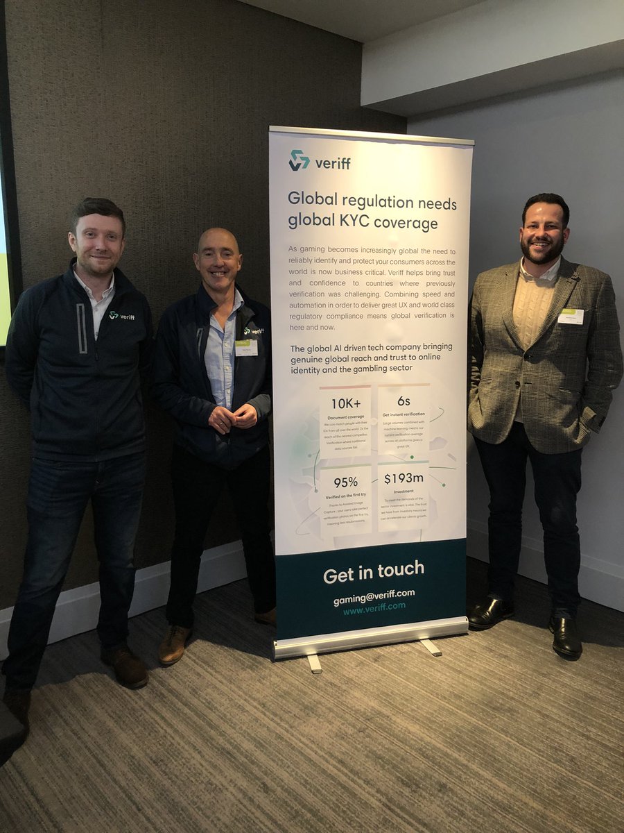 Day 2 of the player protection forum kicks off with @BrigidSimmonds giving the view of the @BetGameCouncil If you see any of these three strange looking @Veriff gentlemen and want to talk about #identity #globalCompliance and #playerprotection say hello @KnowNow_Ltd #KNEvents