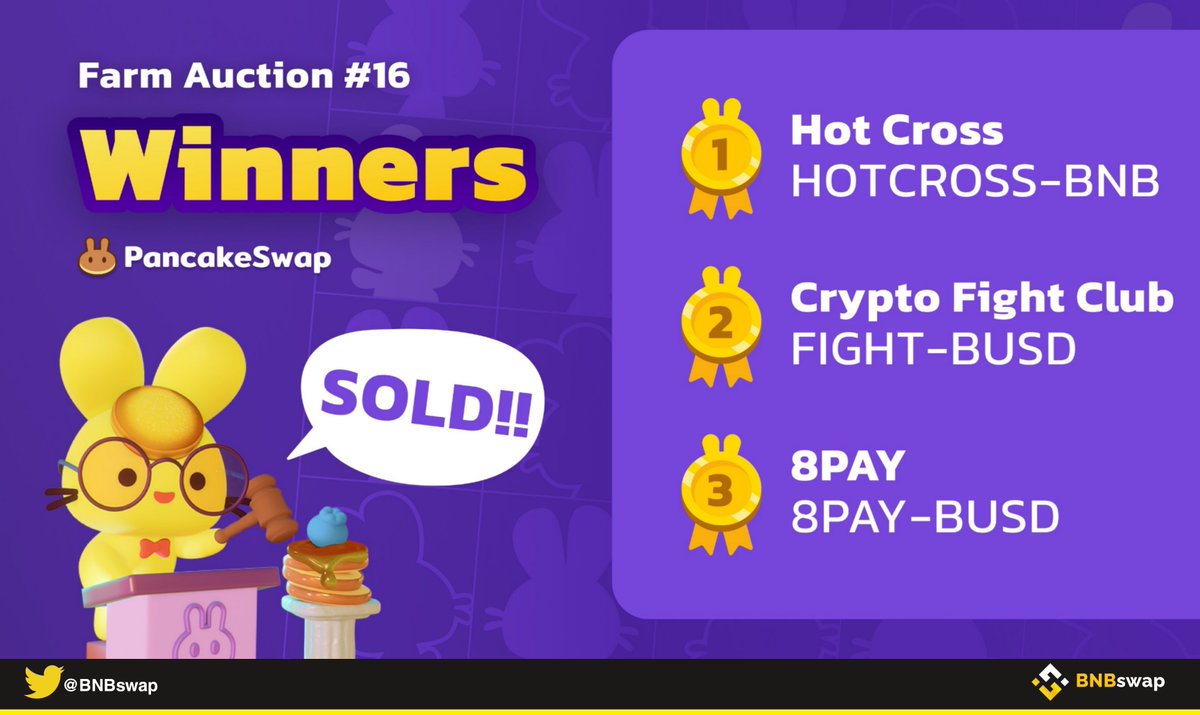 BNB Swap BSC on Twitter "Here are the PancakeSwap farm auction 16