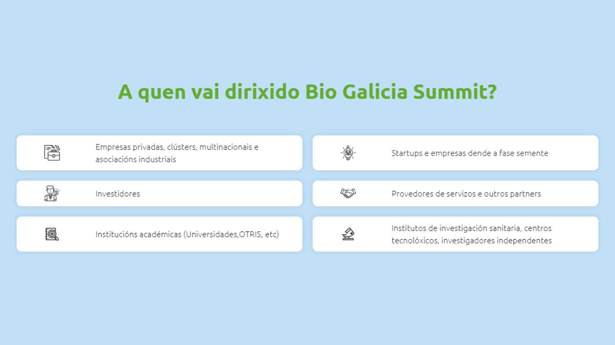 🔬👥🤝 #BioGaliciaSummit arranca hoxe coa 1ª xornada de reunións entre axentes do sector biotecnolóxico para canalizar a investigación cara ao mercado e as empresas, explorar novas colaboracións  e abrir espazos para iniciativas innovadoras