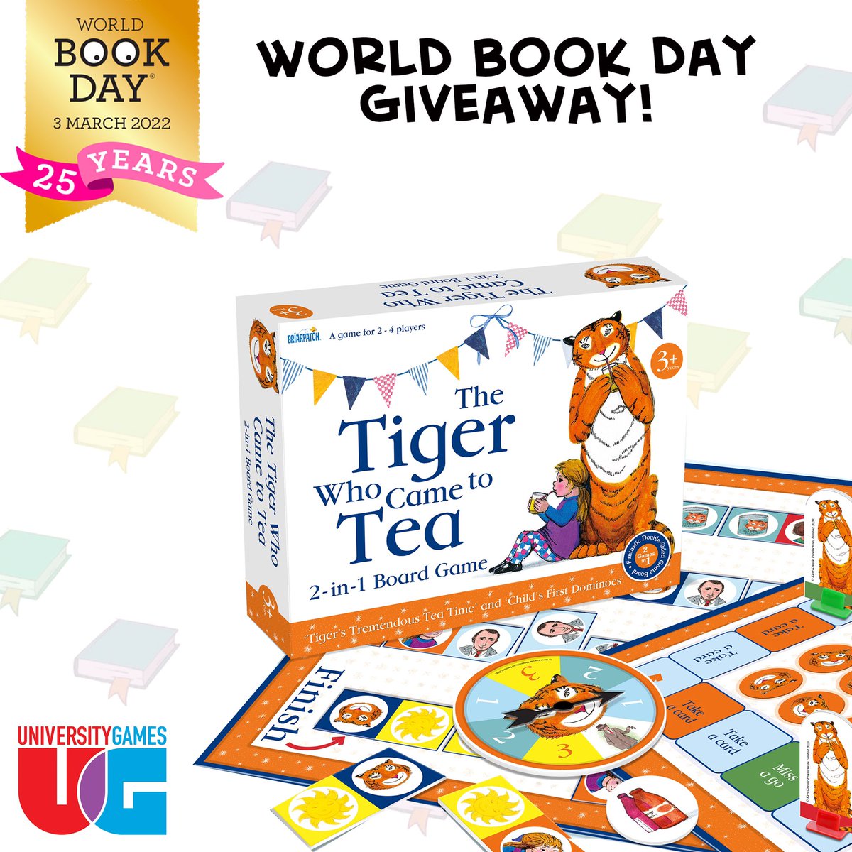 World Book Day Giveaway 2📚 With World Book Day this week, today we are offering the opportunity to win The Tiger Who Came To Tea Board Game! To enter:
RT &amp; Follow
Comment: #WorldBookDayGiveaway 
Closes at 2pm on 04/03/22 UK only full T&amp;C’s on FB &amp; IG #Giveaway