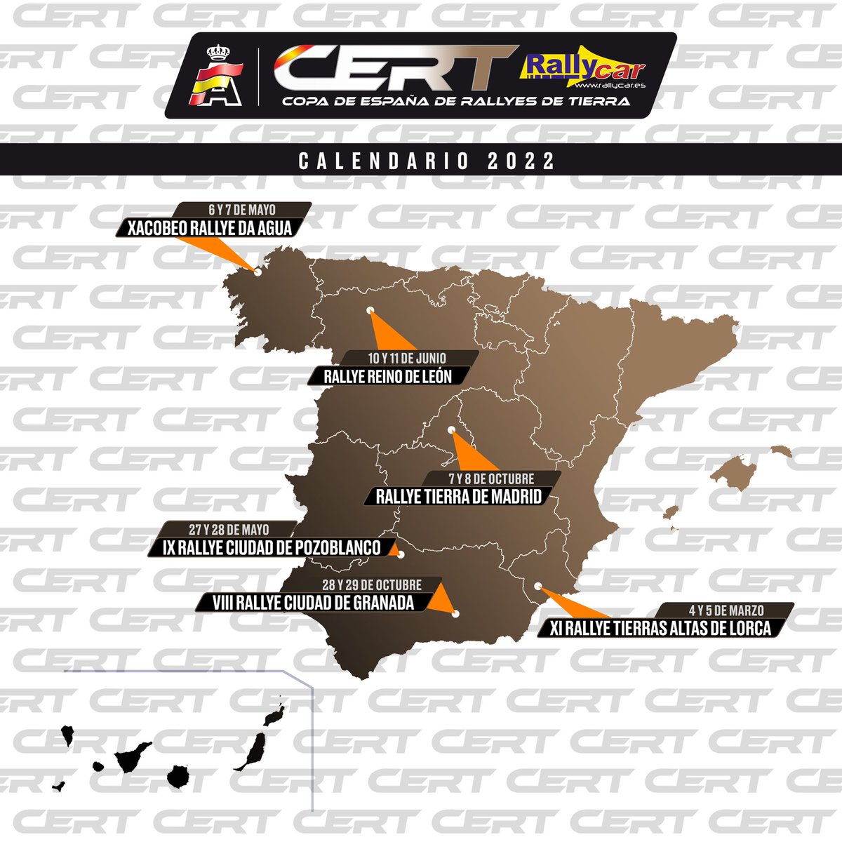 El <a href="/RTierrasAltas/">Rallye Tierras Altas de Lorca</a> 🏜 vuelve a dar el banderazo de salida a la Copa de España de Rallyes de Tierra 🇪🇸, insugurada en 2021 por la <a href="/RFEdeA/">Real Federación Española de Automovilismo</a>, que cuenta esta temporada con un calendario 🗓 de 6 pruebas y el apoyo de <a href="/rallycar_/">rallycar</a> como nuevo patrocinador oficial 🙌.

#CERTRallycar 🇪🇸