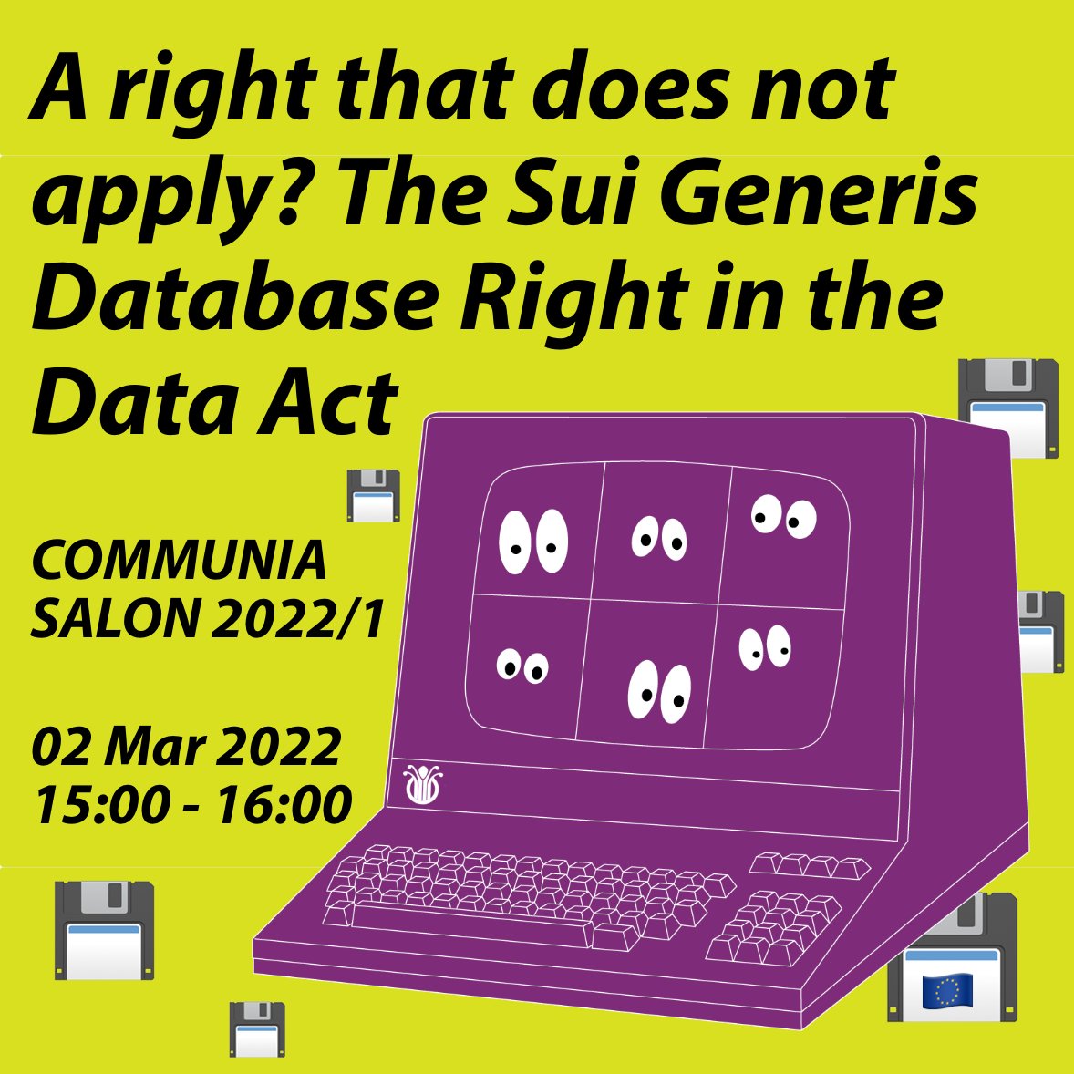 Our 1st Salon in 2022 happens today at 1500 CET: we will discuss what the #DataAct means for the Sui Generis Database Right w/ <a href="/nichczynski/">KrzysztofNichczynski</a> <a href="/hutko/">Martin Husovec</a> <a href="/Senficon/">Felix Reda</a> <a href="/tenobre/">Teresa Nobre</a> &amp; <a href="/paul_keller/">Paul Keller</a>. 
Register here: vimeo.com/webinars/event…