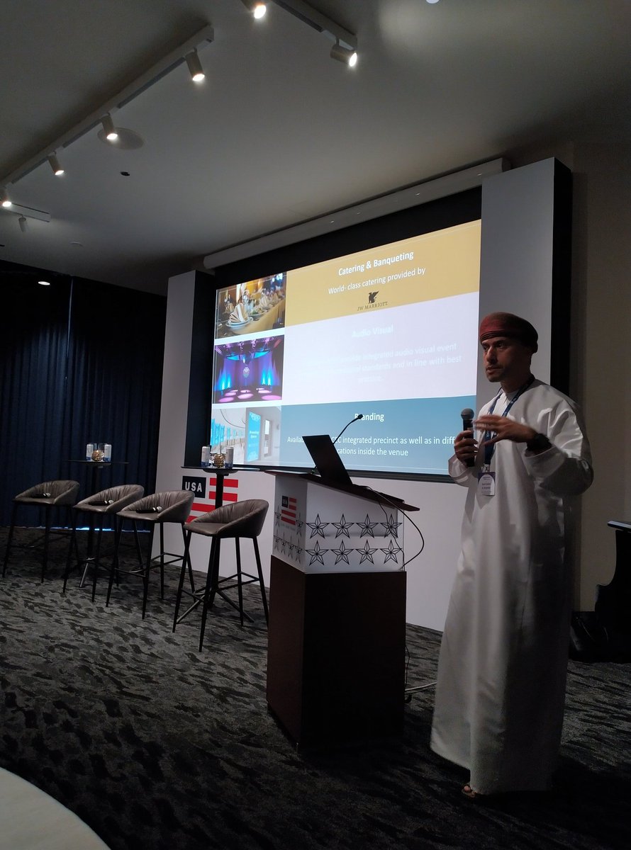 CharbelChamo's tweet photo. @Said_AlShanfary highlights of @OmanConvention plan as a hub of regional &amp; international business events but also of their business transformation journey with @ungerboeck #ungerboeckunite https://t.co/vMindzR14u