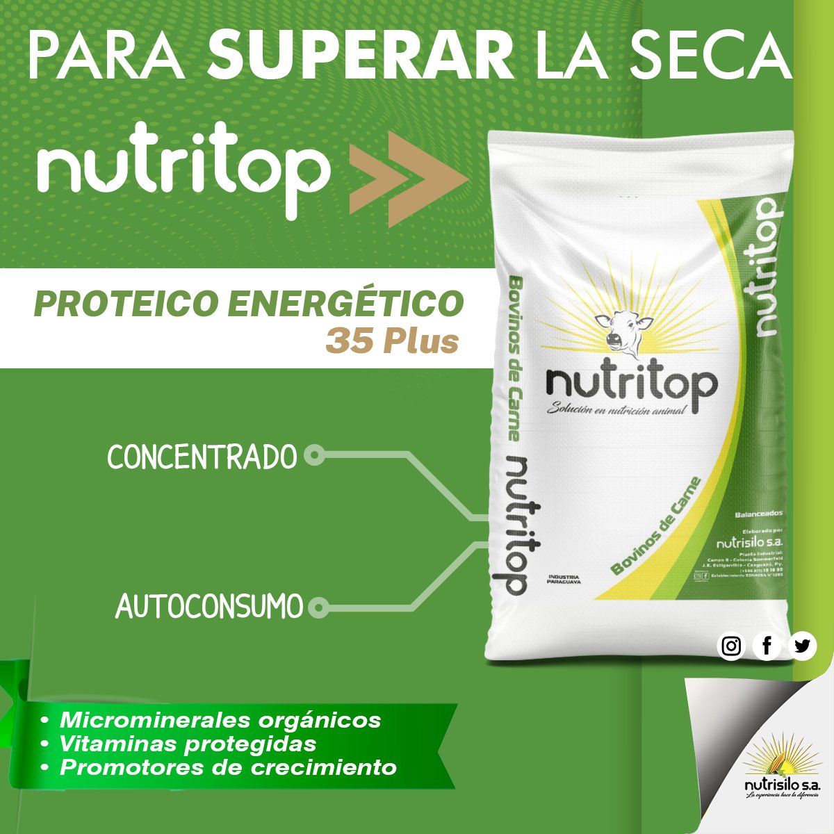 Nutrisilo_SA's tweet photo. especial para obtener ganancias de peso durante la sequia estival, es de Autoconsumo. Con este Concentrado aprovechan al máximo la fibra seca o de mala calidad. Es de bajo consumo, seria del 0.2% del peso vivo. https://t.co/N1704i4pSh
