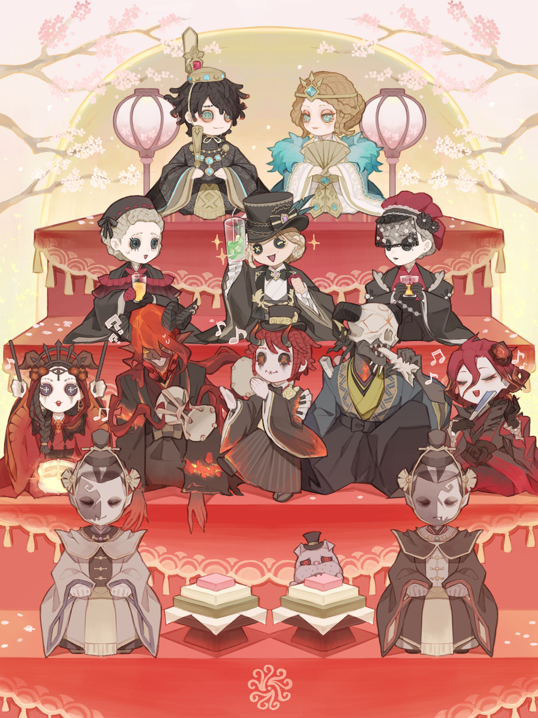 公式 Identityv 第五人格 ひな壇の上でポーズ 荘園の皆で雛人形になって 本日の雛祭りを祝福するの 探偵様がエマ達を 雛人形にして飾るなら 誰をどの位置にしたい 第五ひな祭り のタグ付きリプライで 教えてくれた人の中から抽選5名様に 第五人格