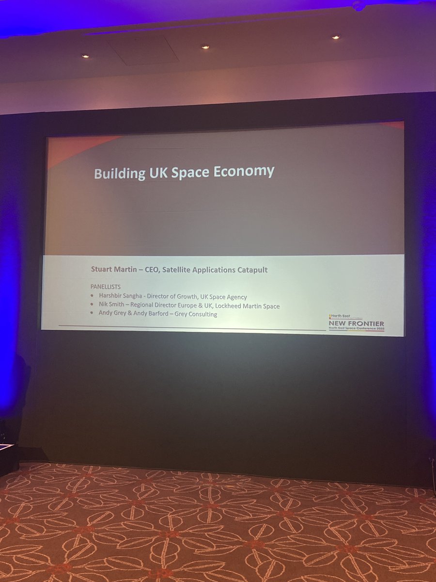 SpaceNEEngland's tweet photo. 🛰 Our first session of the day 🛰️

Building UK #Space Economy with Nik Smith of @LMUKNews, Harshbir Sangha of @spacegovuk, Andy Grey @GreyConsultants &amp; Stuart Martin from @SatAppsCatapult who is chairing the panel!

Plenty to discuss in the next hour! #SatApps #NewFrontierConf https://t.co/2bfWP6yt5x
