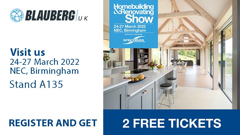 Pleased to confirm #BlaubergUK will be exhibiting at #Homebuilding&Renovating Show taking place at The NEC, Birmingham on 24-27th March.

Register on the link below and get free tickets 👇
ow.ly/PEbl50I7OcS

#kbb #kbb2022 #UKCW #industry #mvhr #hvac #duct #ventilation