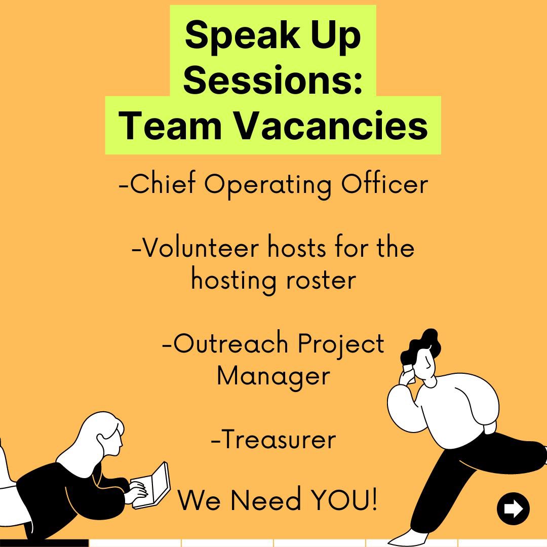 speakupsession's tweet photo. Hey Speak Up family 🔥
The Speak Up Team is currently looking for members to fill out the vacancies on our team. If you’re interested please click the Google form and fill it out so that not only are you added onto the group and be in direct contact with our current team members. https://t.co/vmifhpZ7zb