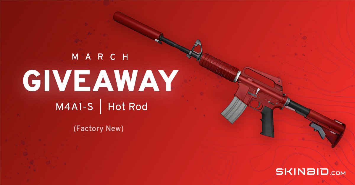 As you might know SkinBid.com has introduced 0% fee for all of March 👀

How about a M4A1-S Hot Rod giveaway too?

To enter: 
Follow <a href="/SkinBid/">SkinBid</a> 
&amp; RT 

Good luck everyone - and remember new give away every month! 🤗
