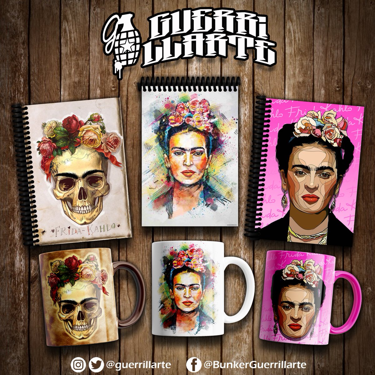 guerrillarte's tweet photo. FRIDA KAHLO. Libretas y Tazas Guerrillarte. Tú pones las ideas, nosotros el arte. Disponibles en nuestras redes sociales y vías de contacto #guerrillarte #bunkerguerrillarte #libretas #libretasguerrillarte #tazas #tazasguerrillarte #frida #fridakahlo #friducha #fridafan #gadc2021 https://t.co/WrRcpGz9L0