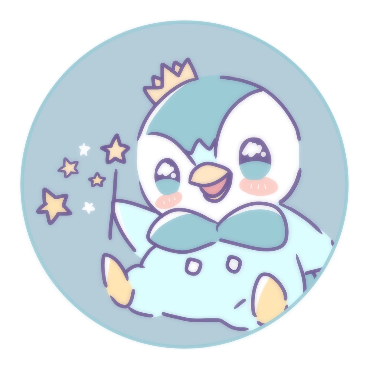 piplup pokemon (creature) no humans star (symbol) open mouth crown blue eyes blush  illustration images
