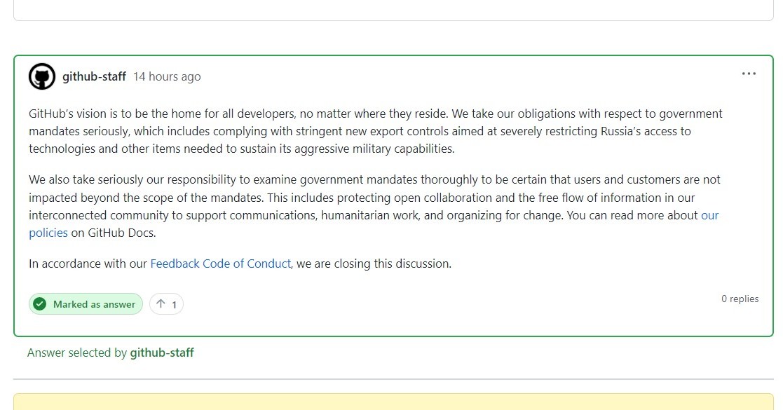 ITmedia NEWS (@itmedia_news) on Twitter photo 「ロシアをGitHubから切り離して」の意見に公式が返答 「私たちのビジョンは、全ての開発者のホームになること」
itmedia.co.jp/news/articles/… 「ロシアをGitHubから切り離して」の意見に公式が返答 「私たちのビジョンは、全ての開発者のホームになること」
itmedia.co.jp/news/articles/…