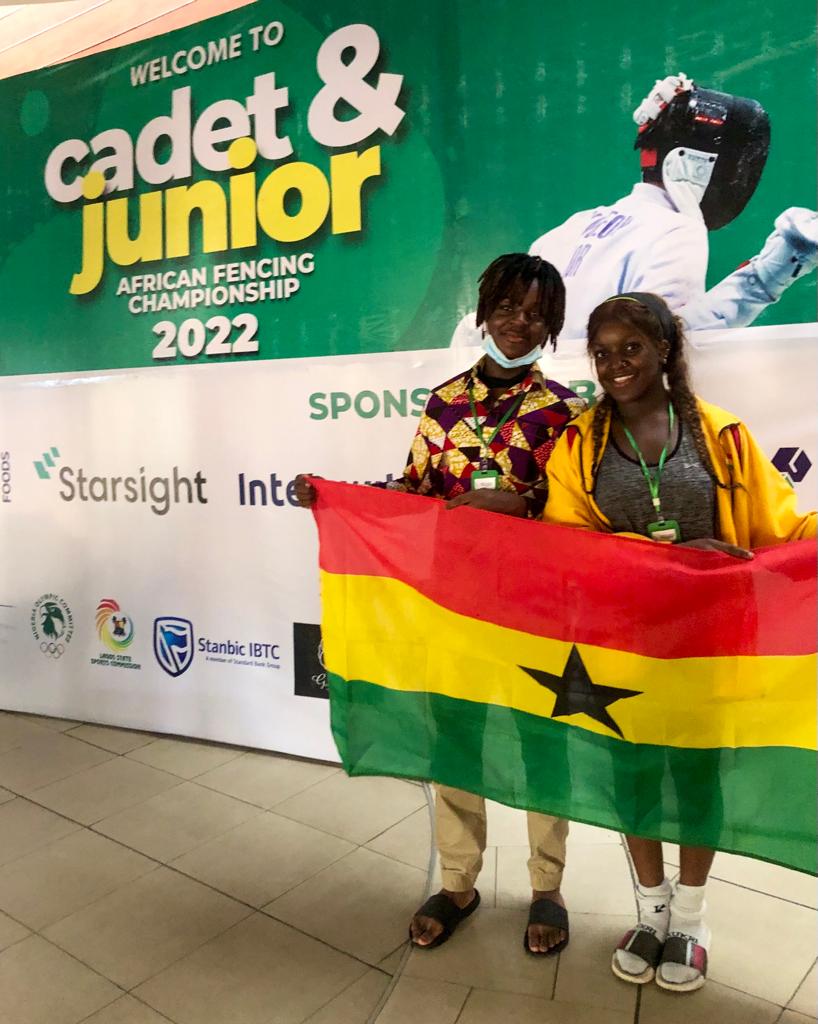 🤺The African Cadet and Junior championships 2022 in Nigeria🤺
🇬🇭Ghana🇬🇭
Y9 Kaden, 🥈 silver in the u17 sabre
🇺🇬Uganda🇺🇬
Y12 Renee, 5th in the u17 sabre
🇬🇭Ghana🇬🇭
Y13 Kelsey, 8th in the u20 sabre
🔴🟢🔵
<a href="/MillfieldSport/">MillfieldSport</a>
<a href="/ghanafencing/">Ghana Fencing</a>
<a href="/UgandaFencing/">Uganda Fencing Assoc</a>
<a href="/FIE_fencing/">FIE</a>