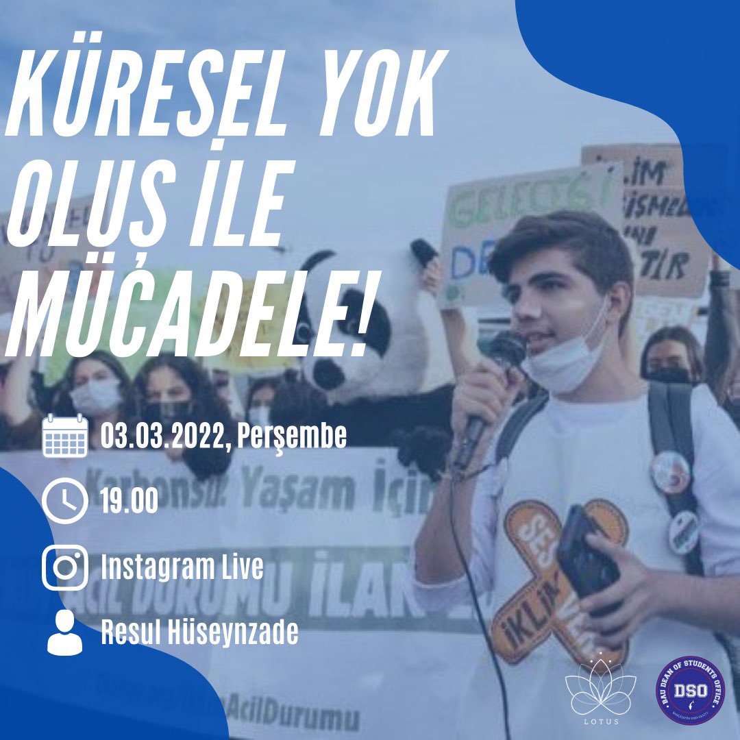 LotusBahcesehir's tweet photo. Selam 👋 
İklim krizi hakkında Resul Hüseynzade ile beraber konuşacak ve  bu soruna karşı neler yapılabileceğini de tartışacağız 😌
İklim krizi hakkında aklınıza takılan her şeyi sorabilirsiniz 🤔🤨
Etkinlikte görüşmek üzere 💚

🗓 03.03.2022, Perşembe
⏰ 19.00
📍 Instagram Live https://t.co/0f39fH61zi