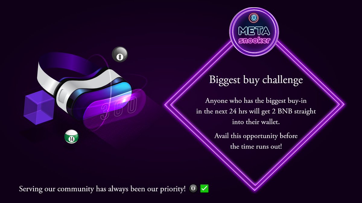 Snooker_Meta's tweet photo. Authenticity and sustainability over pump-dump shizz! ✅

Official countdown:
https://t.co/HTtrXvhQWX

Head over to our TG community to stay updated.
Link: https://t.co/yc8Y8CrqFi

#BNB #tothemoon #moonshot #MetaSnooker #snooker #metaverse #blockchain #presale #nfts #token #DeFi https://t.co/UpbCNl2m3t