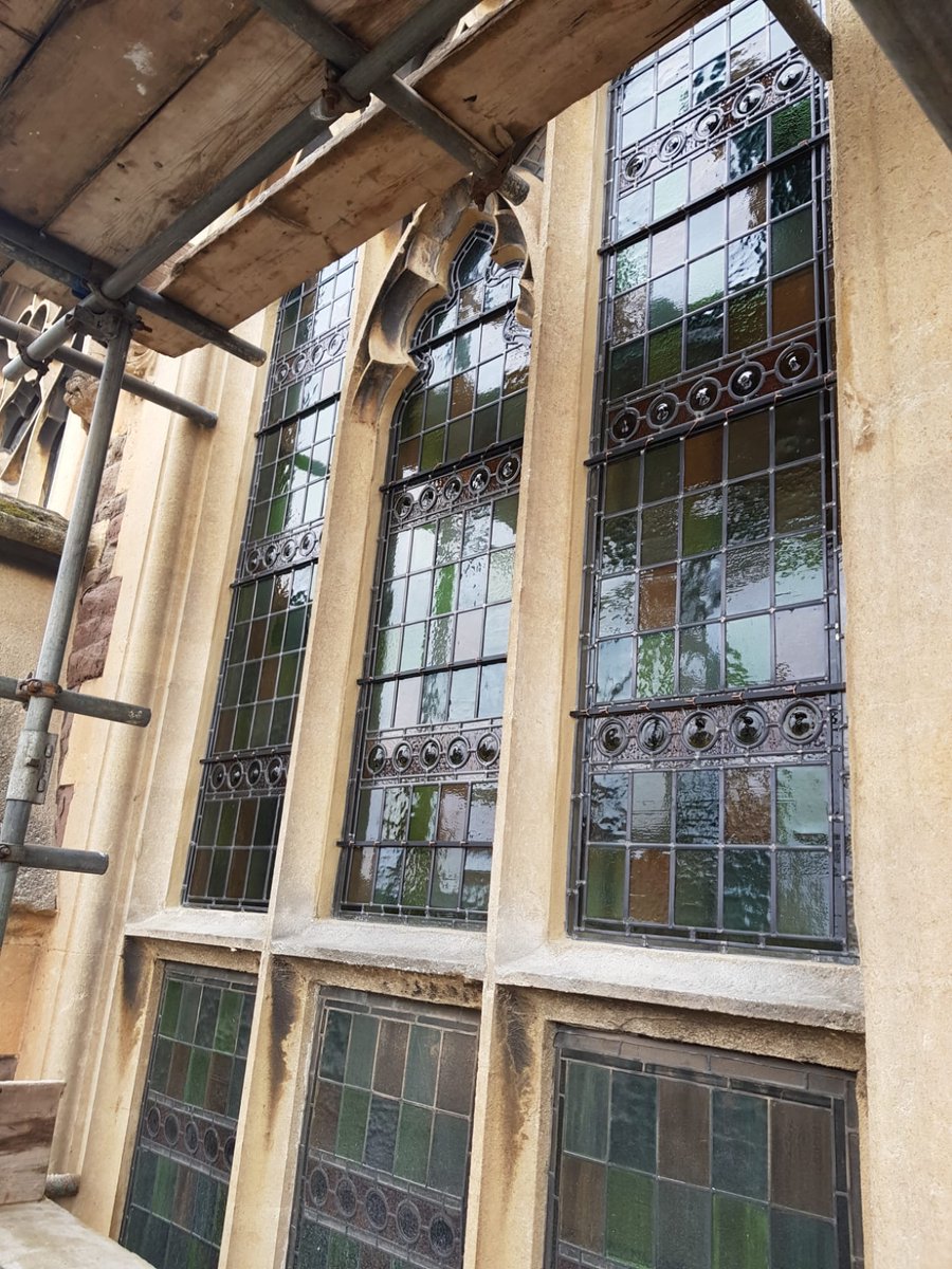 JhStained's tweet photo. Upper level  windows fitted back yesterday at Horfield Methodist Church yesterday https://t.co/CCpxkR7IQh