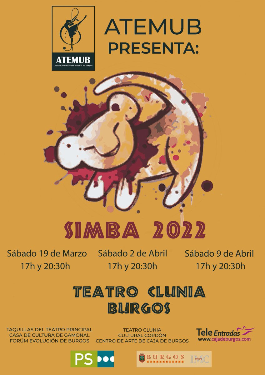 MJbuhito's tweet photo. El rey de la sabana ruge de nuevo en Burgos de la mano de ATEMUB 🎼🎵🦁🎵🎭
Twitter haz tu magia y devuélvenos los "sold out" que nos robó Marzo de 2020. #ATEMUB #Burgos #cultura #teatromusical  
Apuesta por la cultura (en Burgos) !!! 19 Marzo, 2 y 9 de Abril https://t.co/v4fgDq46di