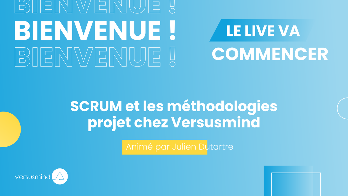⏰ Notre Symposium "SCRUM et les méthodologies projet chez Versusmind" commence bientôt !
Rejoignez-nous ! Cliquez ici 👉 lnkd.in/gfes5jx6
 
Nous vous attendons nombreux 😊 

#scrum #versusmind #webinaire #webinar #symposium