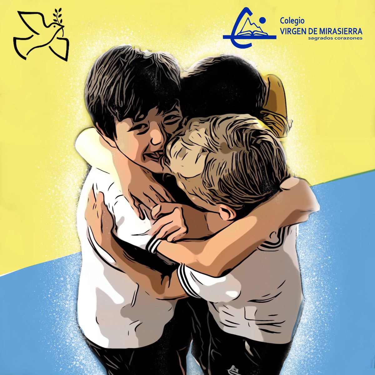VMirasierraSSCC's tweet photo. Desde el Colegio Virgen de Mirasierra nos unimos al dolor de las víctimas de la guerra, y  pedimos el diálogo por encima de la violencia y los intereses económicos y políticos. https://t.co/nO5Wak7w5O