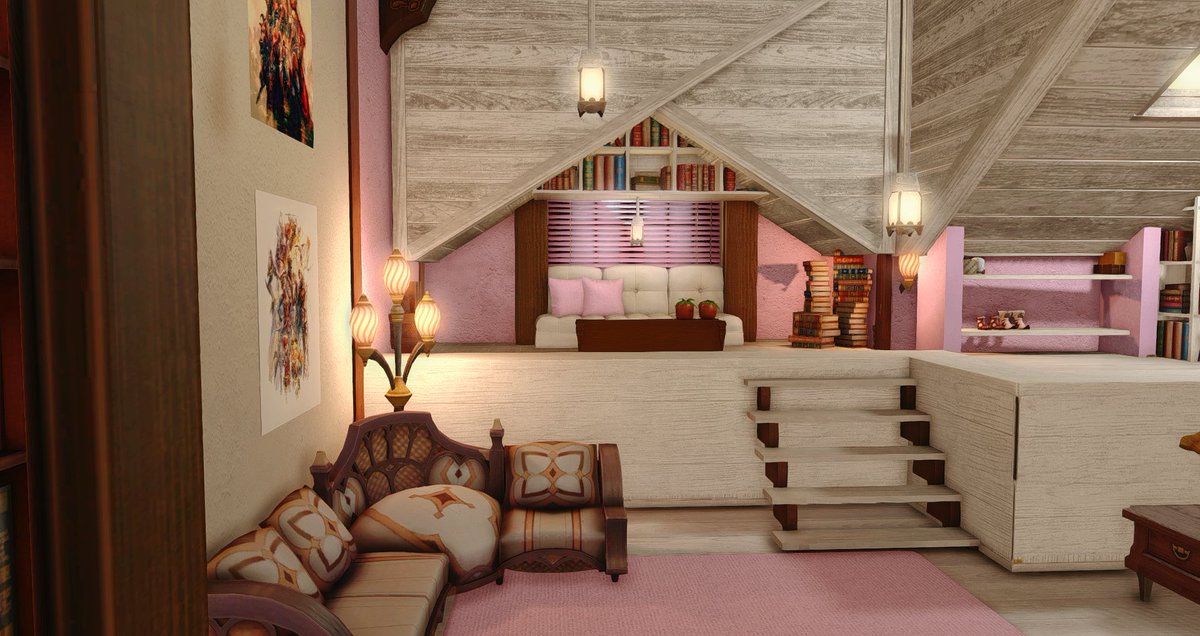 DestinyFFXIV's tweet photo. The Pink and White Bakery Book Café. Come have a donut! Nom nom ���🍩❤️
Location: Ultros, Lav, W13 P13 (Size: S) 
#ffxivhousing #FF14Housing #ff14ハウジング #housingeden #hgxiv #FFXIV #FF14 https://t.co/pFBLxdQcAY