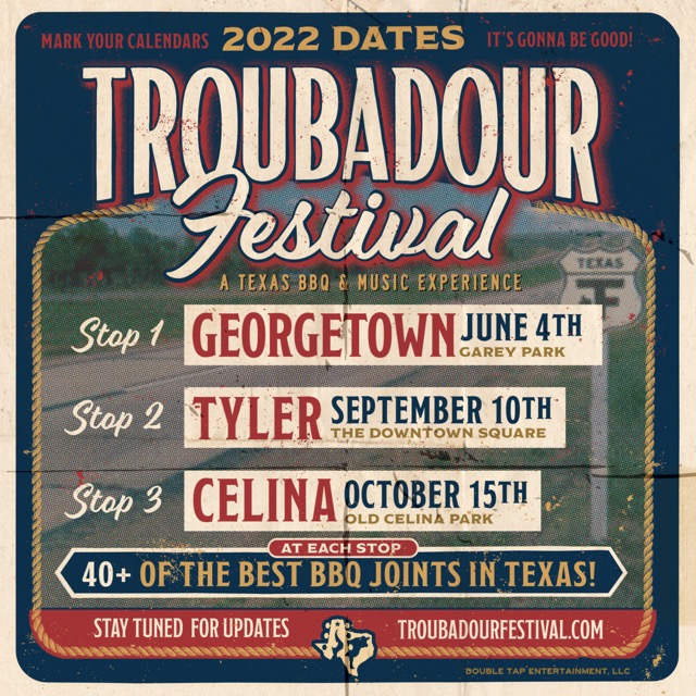 We had so much fun last year, we decided to do it three times in 2022. The biggest BBQ &amp; Music Experience in Texas is coming to Georgetown, Tyler, and Celina in 2022. The Georgetown lineup gets unleashed on Tuesday, 3/15. Happy Texas Independence Day, y'all!