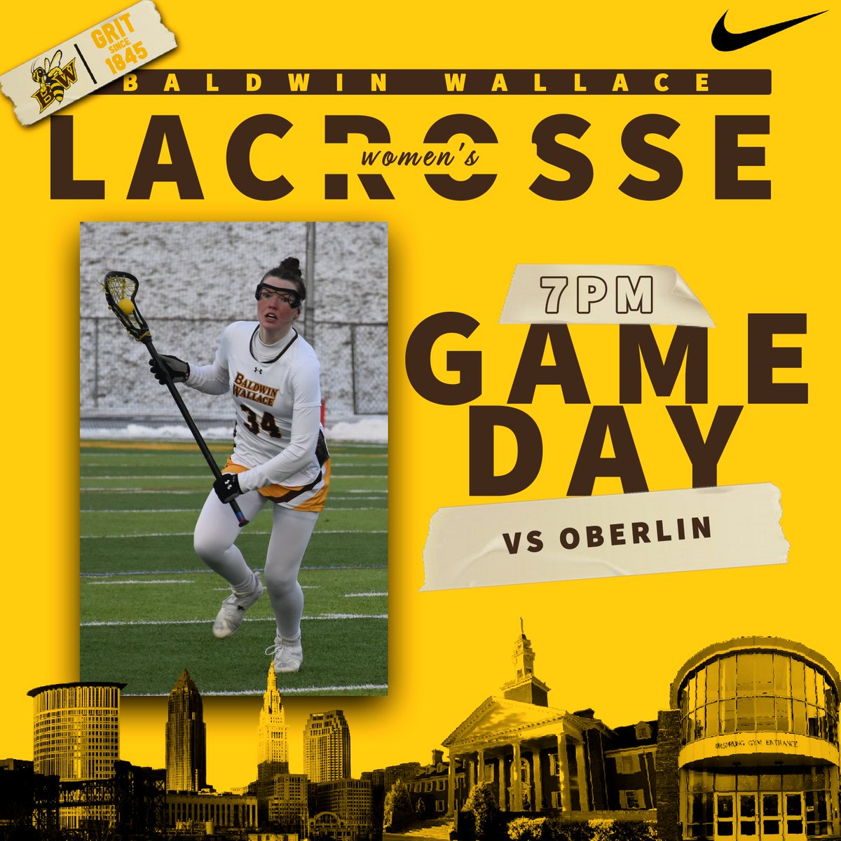 🥍Ready for Gameday🥍 <a href="/bw_wlax/">Baldwin Wallace Women’s Lacrosse</a> hosts <a href="/Yeo_Athletics/">Oberlin Athletics</a> tonight! #BWGrit #GritSince1845

📍: Tressel Field; George Finnie Stadium
⏰: 7:00 pm
📊: bit.ly/3K8I2pn
📺: bit.ly/3szySfG
📜: bit.ly/36WohTU