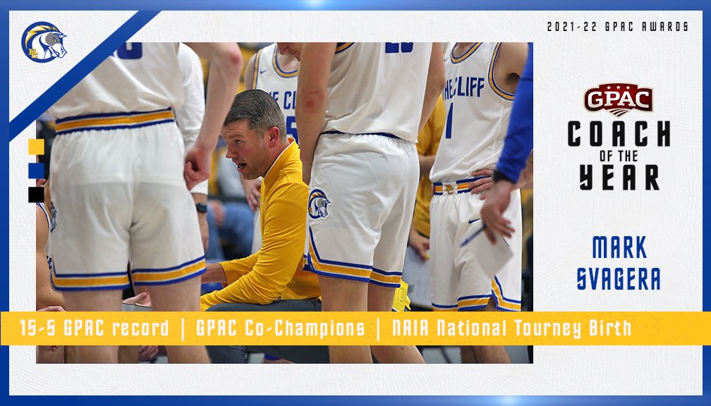 Briar Cliff Men’s Basketball (@briarcliffhoops) on Twitter photo Congrats to our head coach <a href="/CoachSvagera/">Mark Svagera</a> for earning GPAC Coach of the Year honors for the first time in his career!!
#RaveOn
#BattleOn Congrats to our head coach <a href="/CoachSvagera/">Mark Svagera</a> for earning GPAC Coach of the Year honors for the first time in his career!!
#RaveOn
#BattleOn