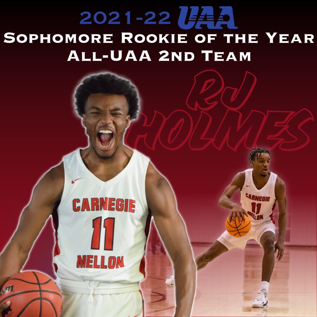CMU_TartanHoops's tweet image. What a year for Sophomore Forward, RJ Holmes, as he takes home 2️⃣ honors from the 2021-22 UAA season‼️ #TartanProud 

Story: bit.ly/3hxY93D

Full UAA Honors: uaasports.info/sports/mbkb/20…