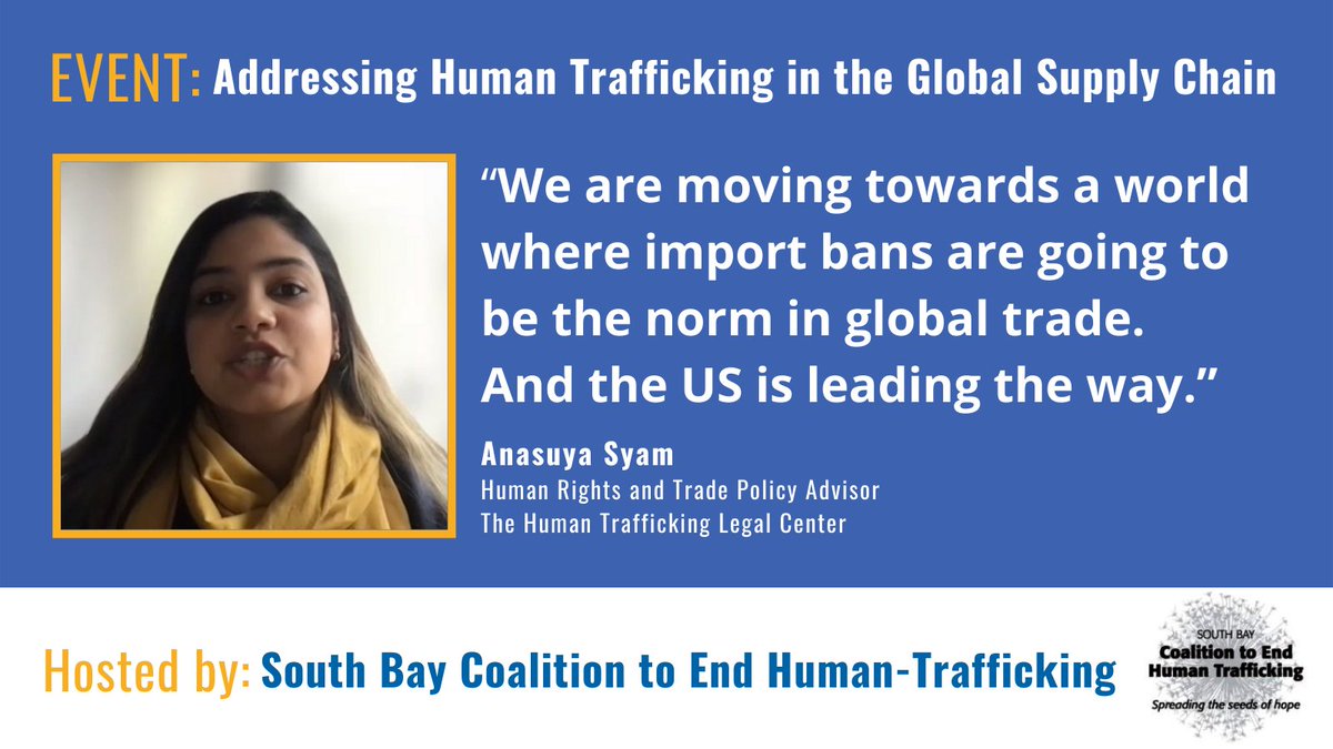 HTLegalCenter's tweet photo. Yesterday, @AnasuyaSyam spoke boldly about the future of #importbans. Import bans bring risk where criminal prosecutions and corporate accountability mechanisms have failed to deliver. They are one of the strongest tools available to address #forcedlabor in global #supplychains. https://t.co/hkQkhsN1ds