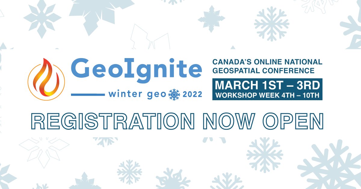Canada’s National Geospatial Conference, GeoIgnite is back with a climate change theme from March 1-3.  Free and online, see more info here: wintergeo.com 

#GeoIgnite #WinterGeo 
<a href="/Maxar/">Maxar Technologies</a>
 <a href="/planet/">Planet</a>
 <a href="/MDA_space/">MDA Space</a>
 <a href="/sparkgeo/">Sparkgeo</a>
 <a href="/SafeGraph/">SafeGraph</a>

#DigSafe