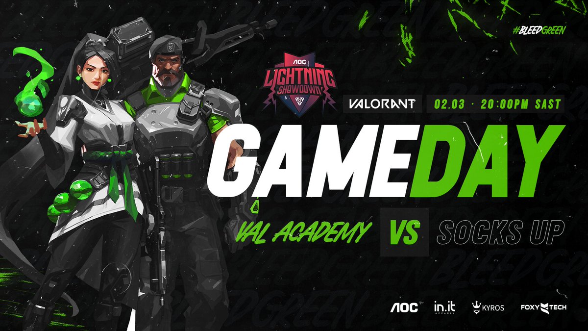 omnius_gaming's tweet photo. Second team off to war is our #ValorantZA Academy team taking on next in line of the @FlyingShotgunZA @AocSouth Lightning Showdown Storm Leg!

🆚 @SocksUpES 
⏰ 20:00 SAST
📺 @HavoKKGames will be streaming

#OMNIUS | #AOCSouth #KyrosChairs #InitApparel https://t.co/NQhJCzoDKT