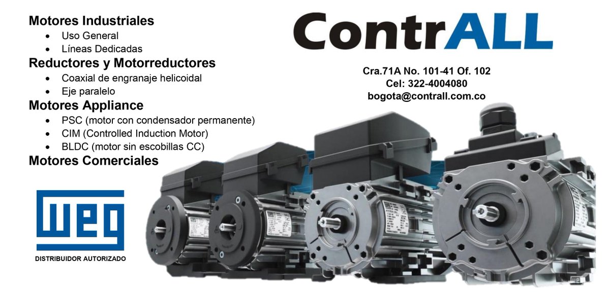 ContrALLsas's tweet photo. ContrALL S.A.S - Distribuidor autorizado MOTORES - WEG
Contáctenos: ventas1@contrall.com.co
Cel: 315-3051025 https://t.co/I4MUA627GK