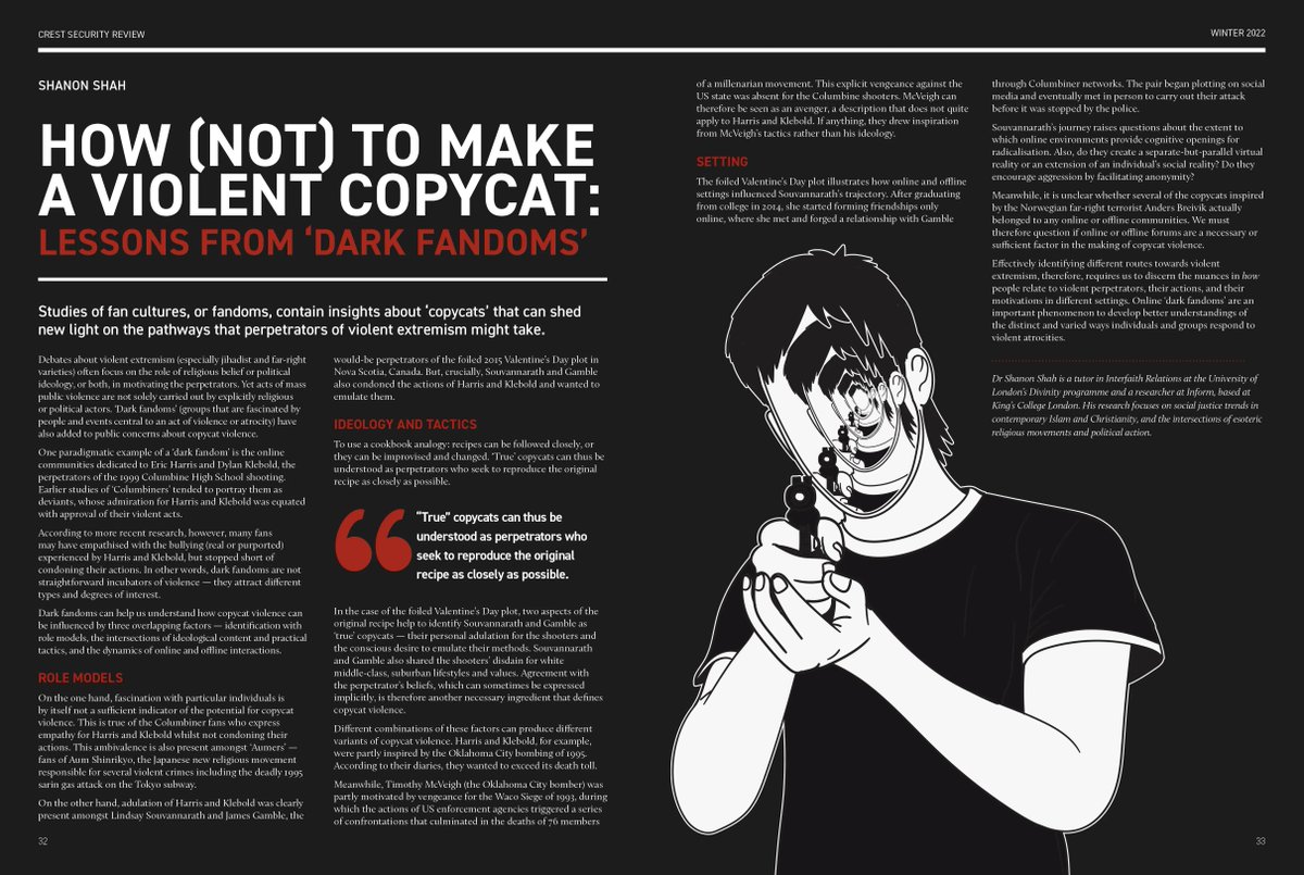 crest_research's tweet photo. How (Not) To Make A Violent Copycat: Lessons From “Dark Fandoms” ⬇️ By @shanonshah #CSR13 https://t.co/Bnxnjzam3h https://t.co/ti934QVR00
