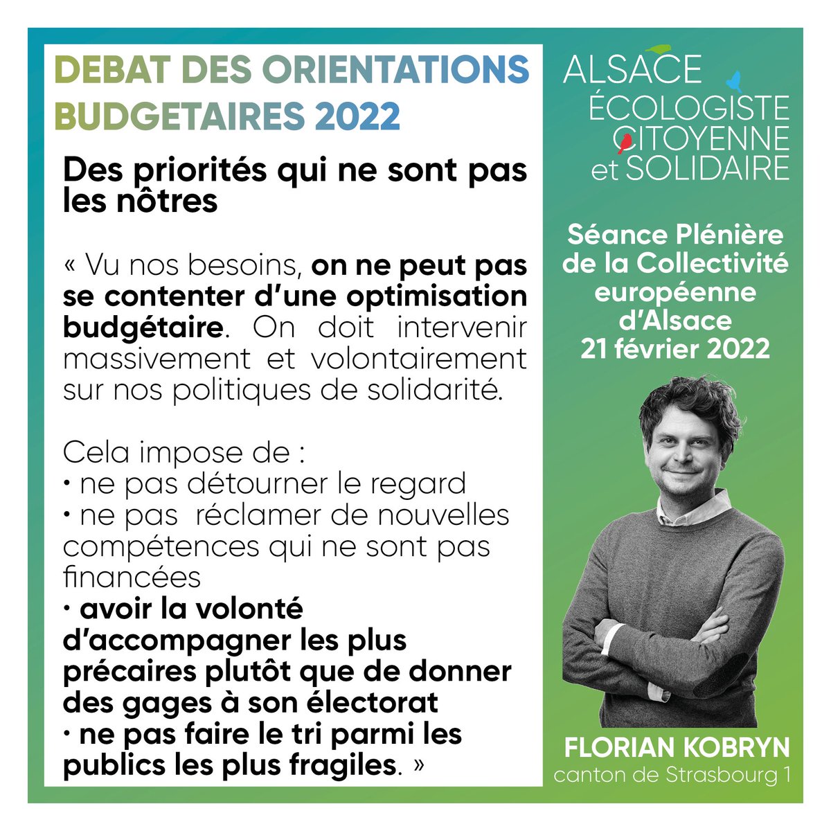 Prise de parole de <a href="/FlorianKobryn/">Florian KOBRYN</a> suite à la présentation des Orientations Budgétaires 2022 lors de la dernière Séance Plénière de la #CEA