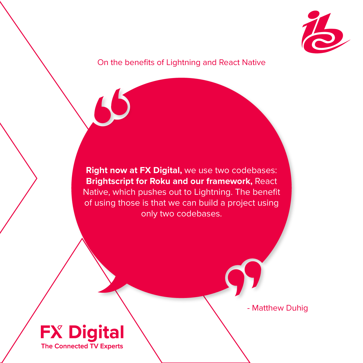 wearefxdigital's tweet image. Run by the @IBCShow, #IBCDigital recently hosted a panel session discussing &quot;Transitioning to TV as an App&quot;.

During the session, our Co-Founder Matt spoke about the benefits of using both #ReactNative and #Brightscript on a project⚡️

Watch here 👉 bit.ly/3AzS1kj