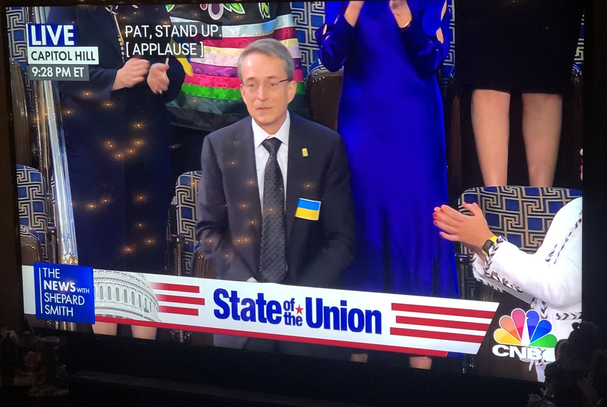 KacieThomas's tweet photo. Yep. That’s our CEO. So proud to represent this amazing company. #intel #SOTU #IAmIntel https://t.co/1TG6pZV1Hb