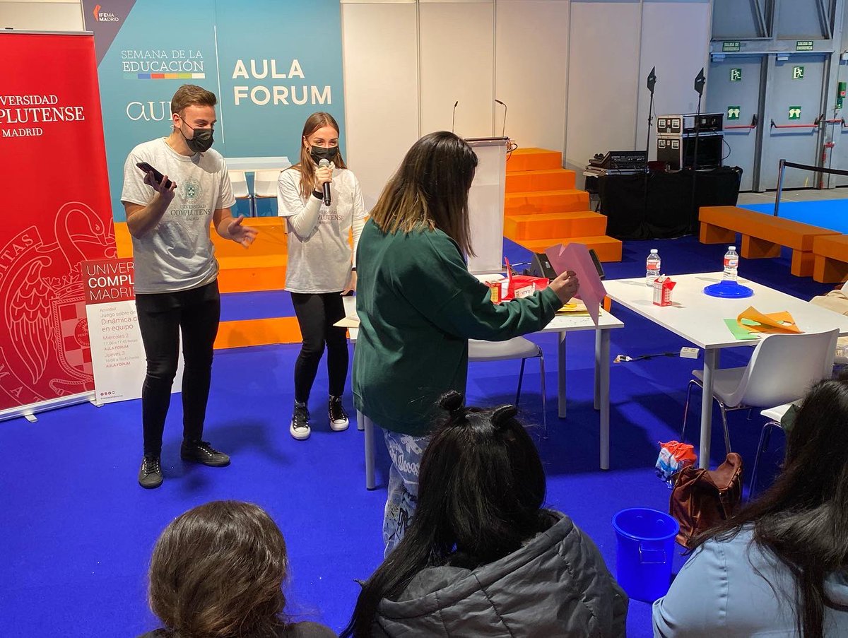 FeriaAula's tweet photo. No te pierdas “Dinámica de trabajo en equipo”, una jornada de la @unicomplutense para #AULAForum que parte de un juego de destrezas transversales.

📍 Núcleo conexión 12/14 de @IFEMA MADRID.

#AULA2022 | #SemanadelaEducación https://t.co/ZHGQjyQ344