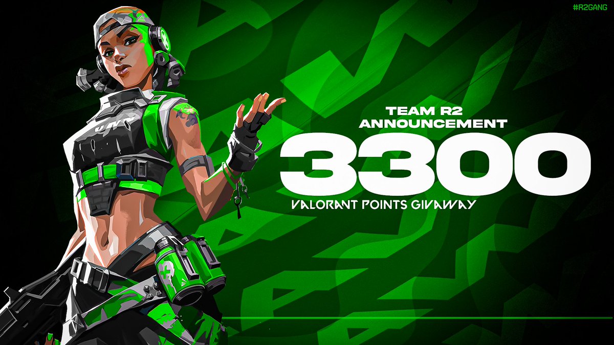 _TeamR2's tweet photo. 1x 3300 #VALORANT POINTS GIVEAWAY!!

How to enter:
Follow 
✅@TeamR2E
✅@aidentamgamer 
✅@nigellovesyou

Like and RT 🤑
Reply with #R2GANG 

Winner Announcement: (6/3) via Twitter Picker #valorantgiveaway https://t.co/vbycN1GIR1