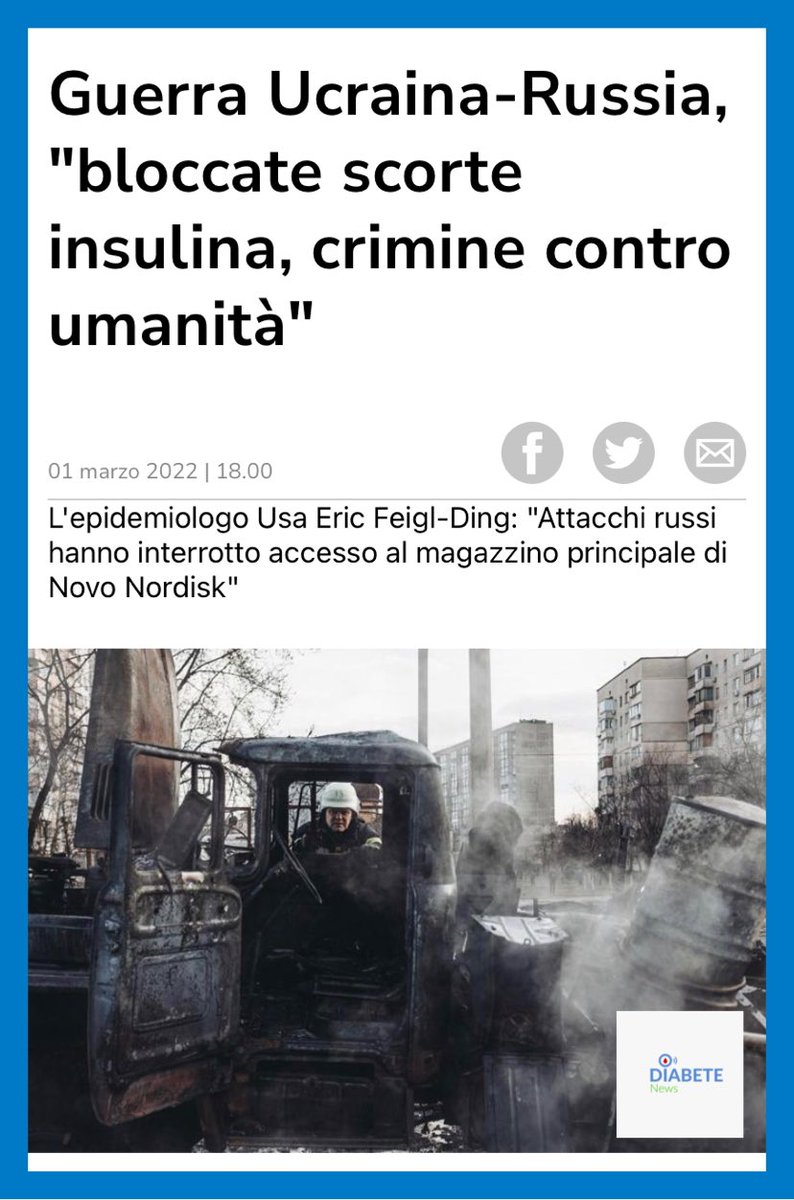 NewsDiabete's tweet photo. 🇺🇦La certezza del diritto ai #farmaci,ai #dispositivi e a tutto ciò che serve per poterci curare termina laddove la volontà umana pone fine a ogni cosa con la #guerra. #diabete #insulina 

#ukraine #UkraineRussiaWar https://t.co/0oOgBstrPx