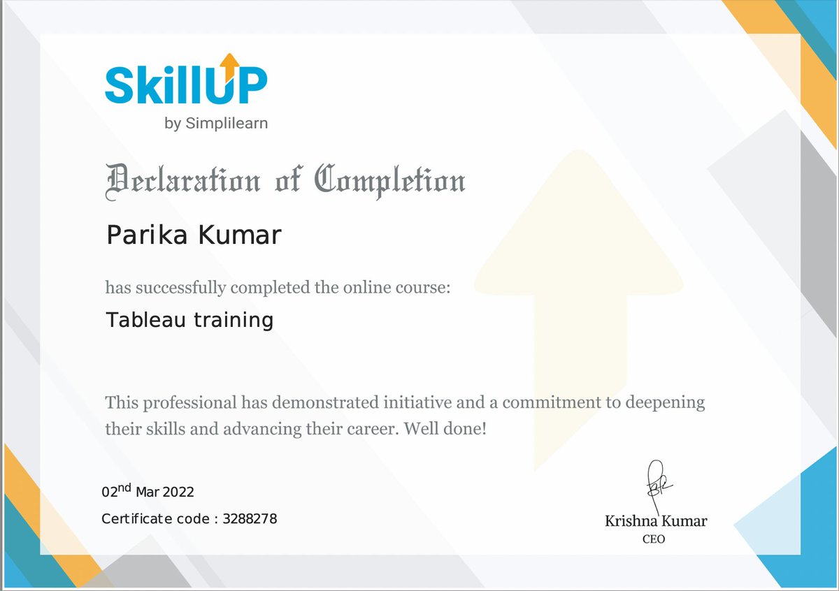 ParikaKumar's tweet photo. My oh my. I must have said “This is amazing” during each module at every step, function, filter and most importantly the visualization option available. This is so cool. Thanks @simplilearn!
#Tableau #tableupublic #upskilling #skillup https://t.co/btsk0MhZJS
