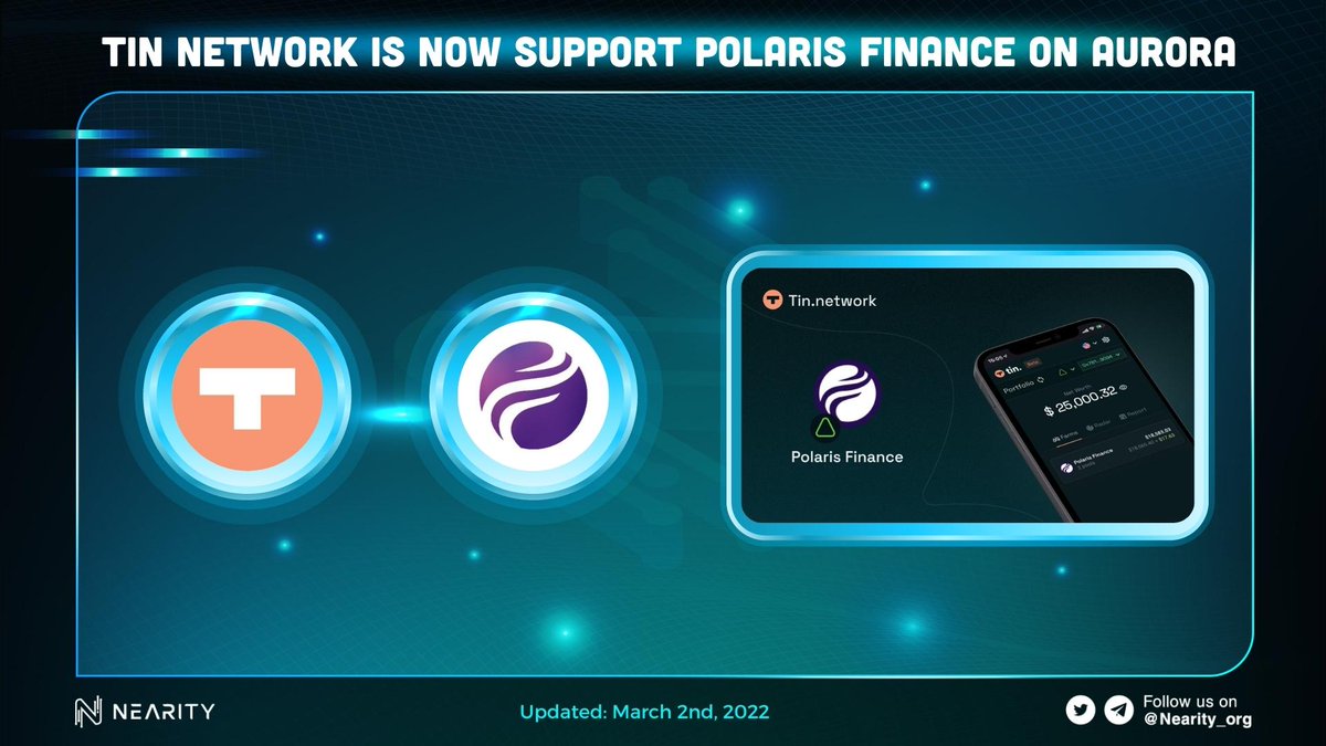 Nearity_org's tweet image. 📢 @tinnetwork_defi is now support @PolarisFinance_  on @auroraisnear 

🔷 Track your yield and rewards from #PolarisFinance with tin.network 

#Nearity #NEAR #AURORA #TINNETWORK #POLARIS