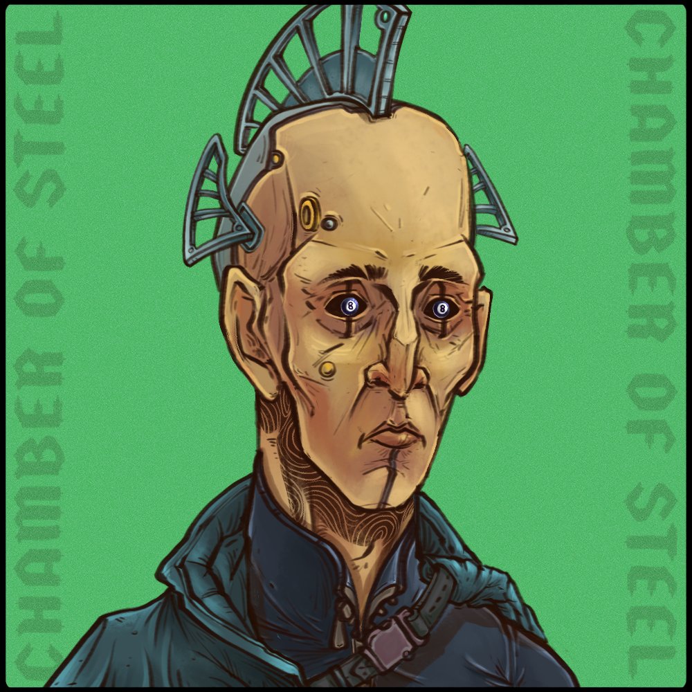 CouncilsNFT's tweet photo. Tech Lad Frontier, rare 8 ball eyes w/ Aluminum Punk Skeletal Set.

1 of the 1,000 unique Councils #NFTs from the Chamber of Steel dropping now at

https://t.co/tbprPM8Nm4

#NFT #NFTdrop #nftcollector #nftart https://t.co/H8ale1StVl