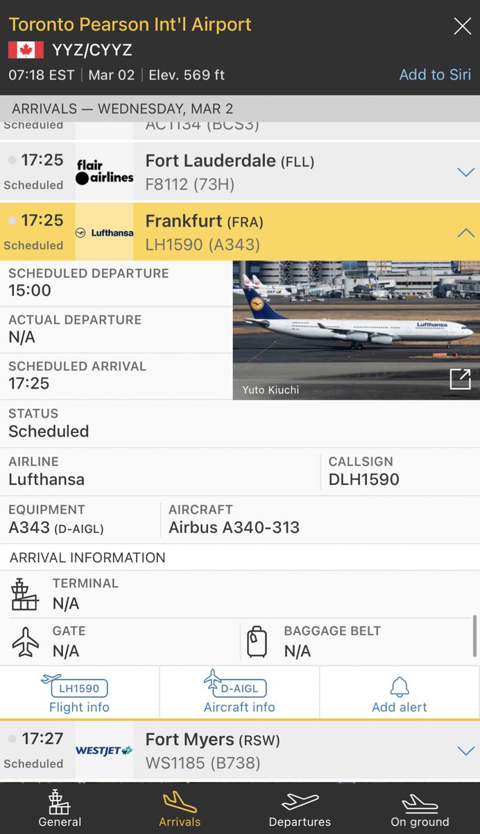 ErnestGutschik's tweet photo. #YYZ Alert π¨ βοΈ Toronto Plane Spotters β‘οΈ Two Lufthansa Airbus A340-300βs planned for today, passenger #DLH470 and cargo #DLH1590. The passenger flight plans to be operated by the Airbus A340 until the Boeing 747 takes over in late March. https://t.co/dn9eG5LwjR