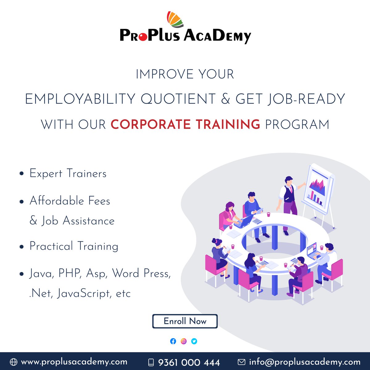 ProplusAcademy's tweet image. ProPlus Academy is the leading corporate training institute in Coimbatore which offers effective training programs, workshops, and team coaching.

Call Us Today And Register Your Seats
.
.
.
.
#corporate #corporatetraining #corporatetrainingprograms #coachinginstitute #academy