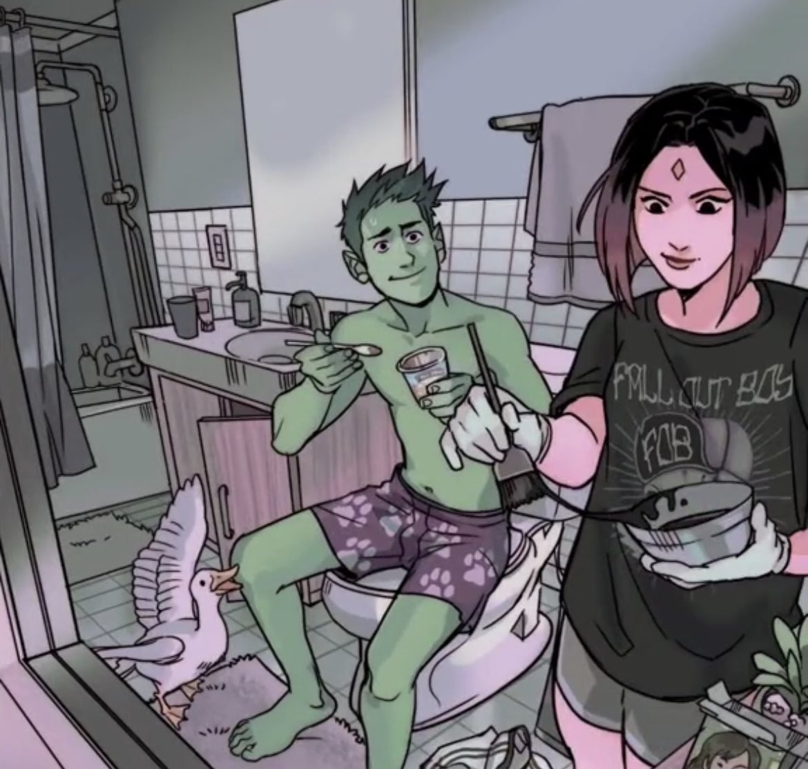 Bazil04's tweet photo. I want what Raven and Beast Boy have https://t.co/l4T09Yfd2r