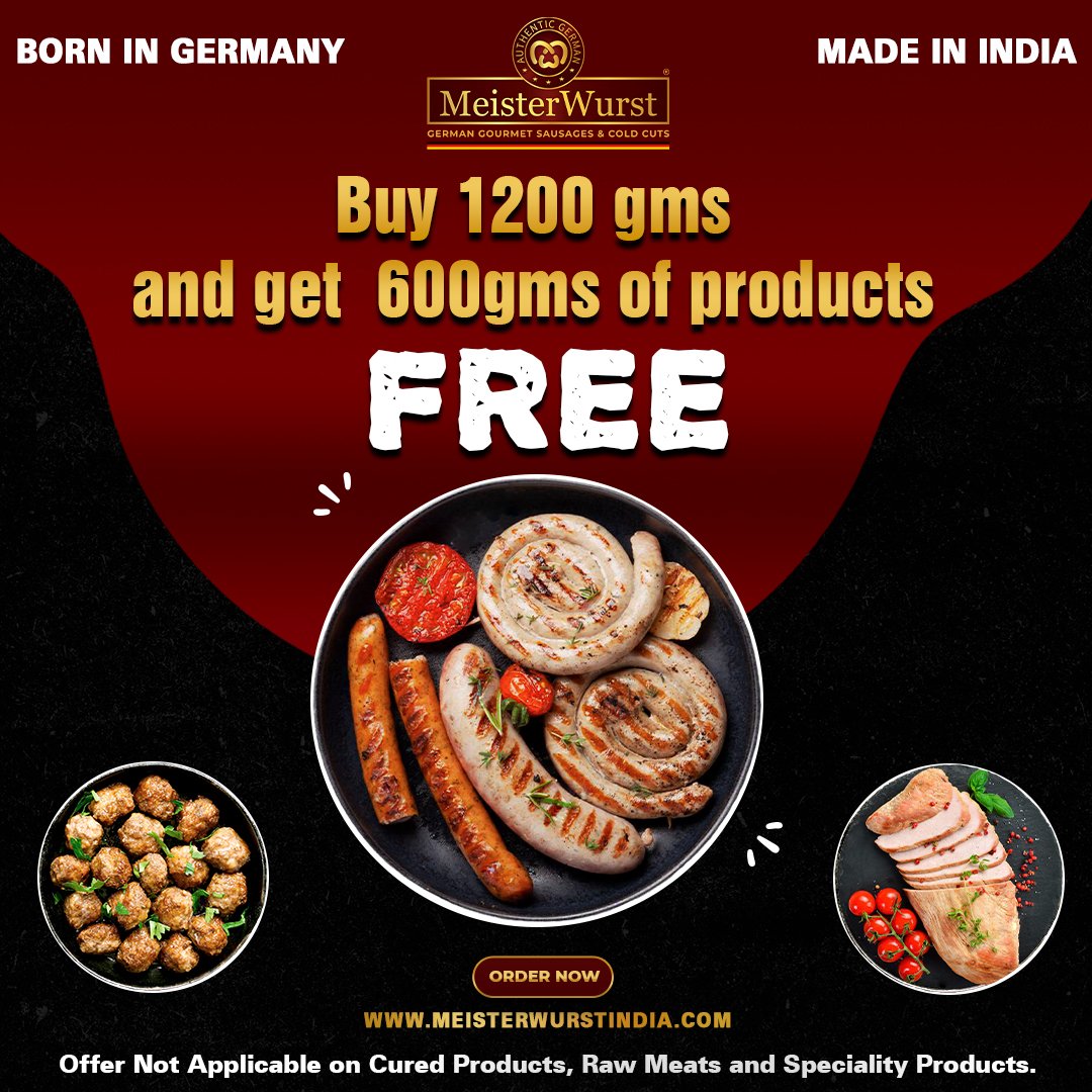 Buy 1200 gms and Get 600 gms of Products Free . 𝐎𝐫𝐝𝐞𝐫 𝐍𝐨𝐰! - meisterwurstindia.com #meisterwurstindia #sausages #coldcuts #delimeats #porkaddicts #meatlover #porklover #bbq #foodie #instafood #meat #chicken #foodphotography #delicious #yummy #dinner #porkbelly